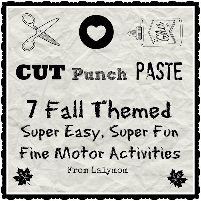 Fall Themed Fine Motor Activities with Cutting Paste and Punch from Lalymom