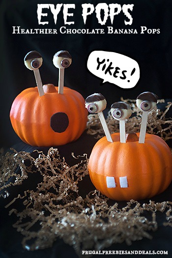 Halloween treats (Healthy!):  Banana Eye Pops