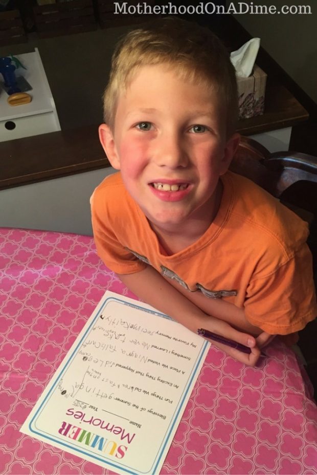 filling out Summer Memories printable