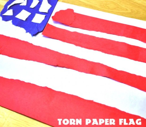 torn paper flag