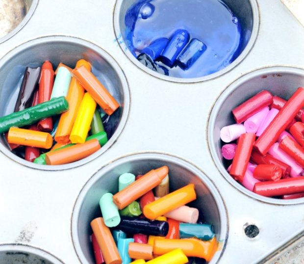 recycled crayons melted in sun