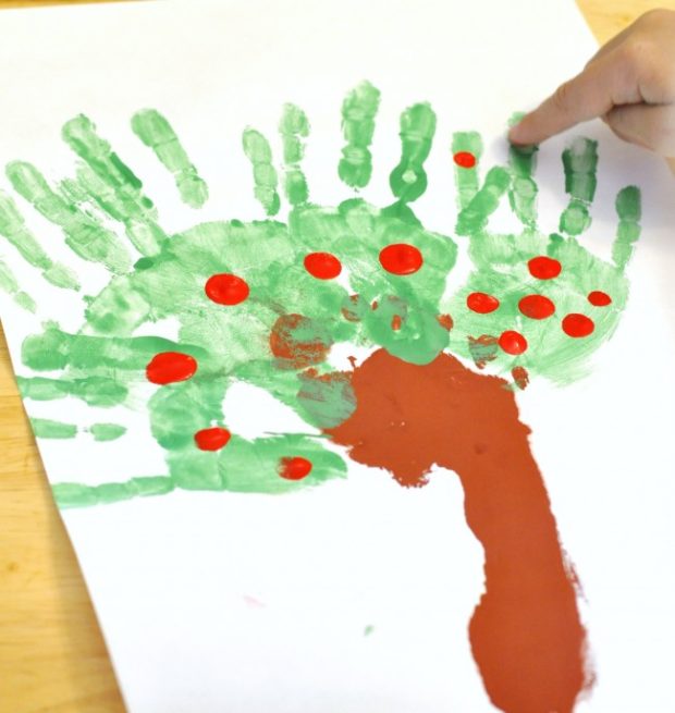 hand print and footprint apple tree activity