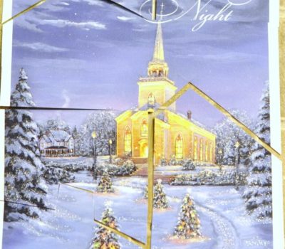 make a puzzle from a christmas card, busy bag idea