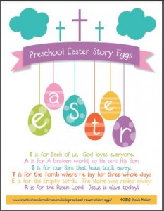 preschool easter story eggs