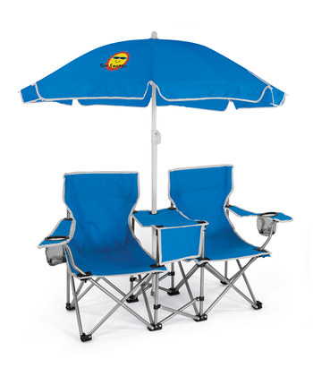 double chair with umbrella