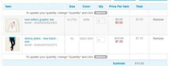 Children's place order