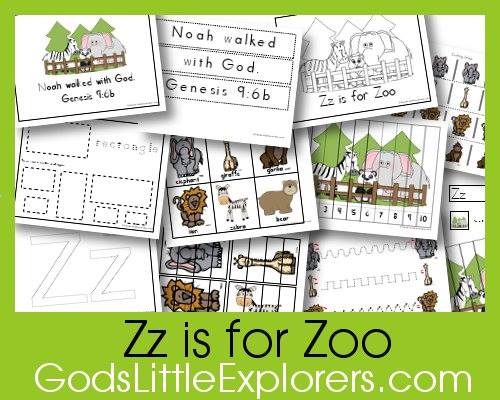 Z is for Zoo printable pack (God's Little Explorers preschool)
