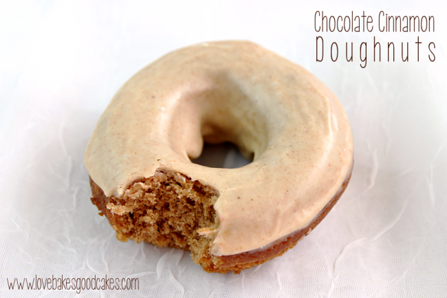 Chocolate Cinnamon Doughnuts - a tender chocolate cinnamon doughnut with a tempting cinnamon glaze! #doughnuts #chocolate #cinnamon #breakfast