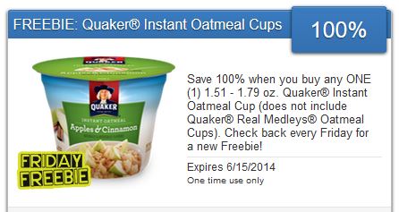 Quaker instant oatmeal cup