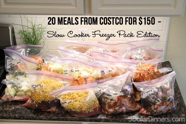 Slow Cooker Freezer Pack Costco Plan - 20 Meals for $150 in Less Than 2 Hours _ 5DollarDinners.com