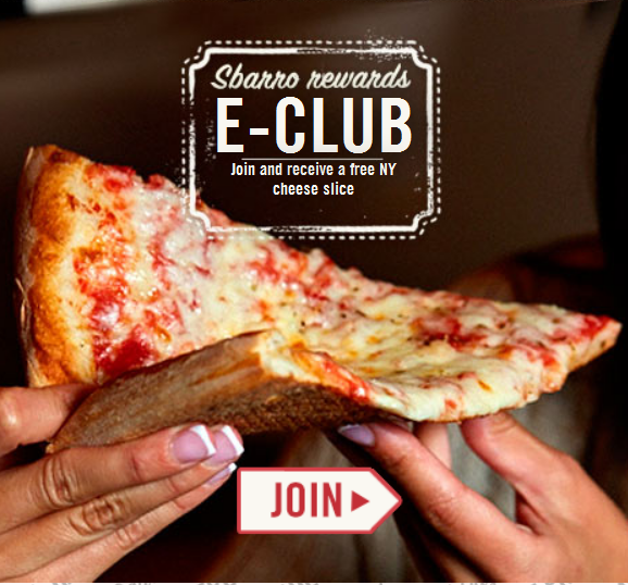 Sbarro FREE NY Cheese Pizza Slice Kids Activities Saving Money