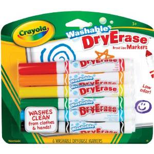 Washable dy erase markers