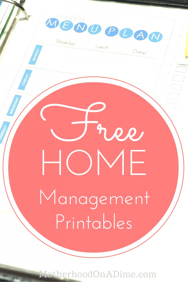Awesome set of free home management binder printables. Includes a weekly calendar, menu planning page, daily schedule page, goal setting page, 2016 calendar, and more!