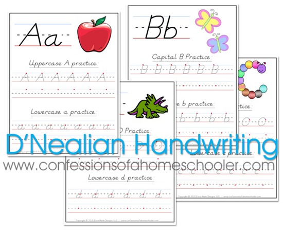 free d'nelian handwriting sheets