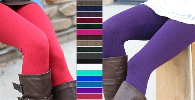 Cable Textured Fleece Leggings