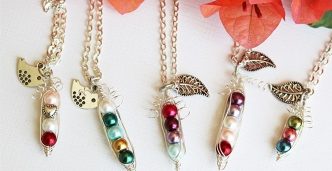 Peas in a pod necklace