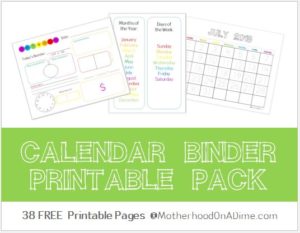 Calendar Binder (Free Printables) - Kids Activities | Saving Money ...