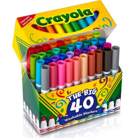 Amazon Crayola UltraClean Washable Markers (40 Count) for $12  Kids