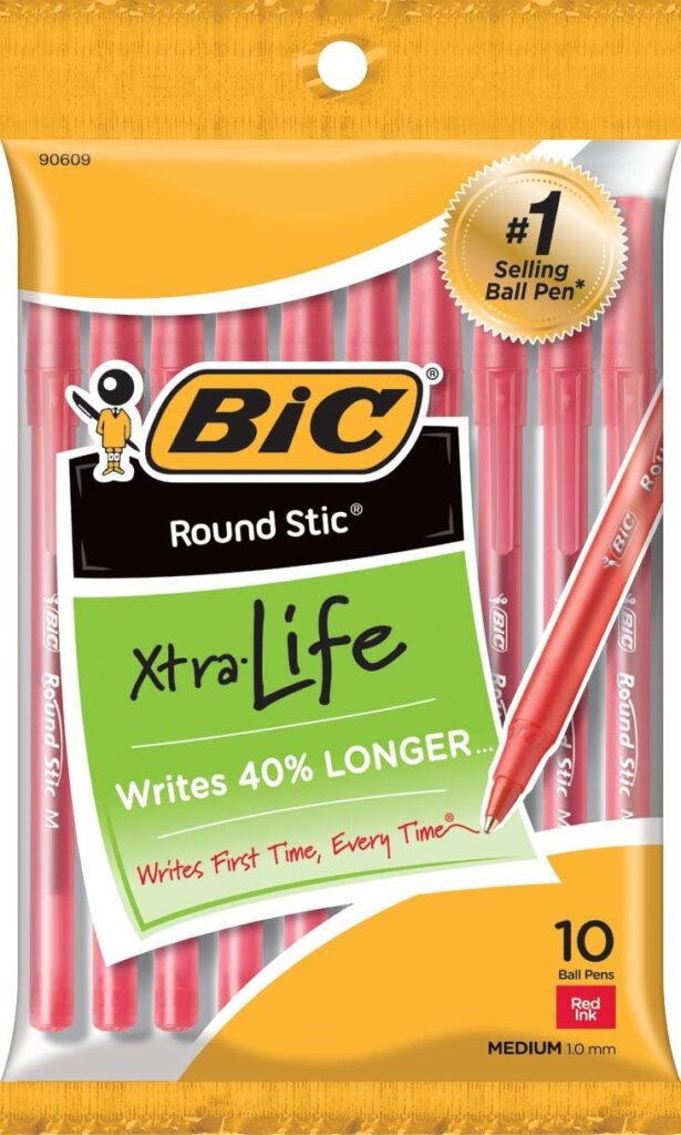 BIC Round Stic Xtra Life Ballpoint Pen Red 10 Count For 0 99 Kids 